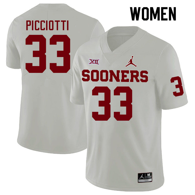 Women #33 Phil Picciotti Oklahoma Sooners College Football Jerseys Stitched-White